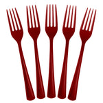 Heavy Duty Burgundy Plastic Forks | 50 Count