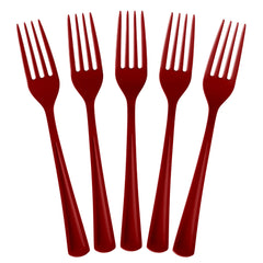 Burgundy Plastic Forks | 25 Count