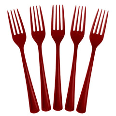 Heavy Duty Burgundy Plastic Forks | 50 Count