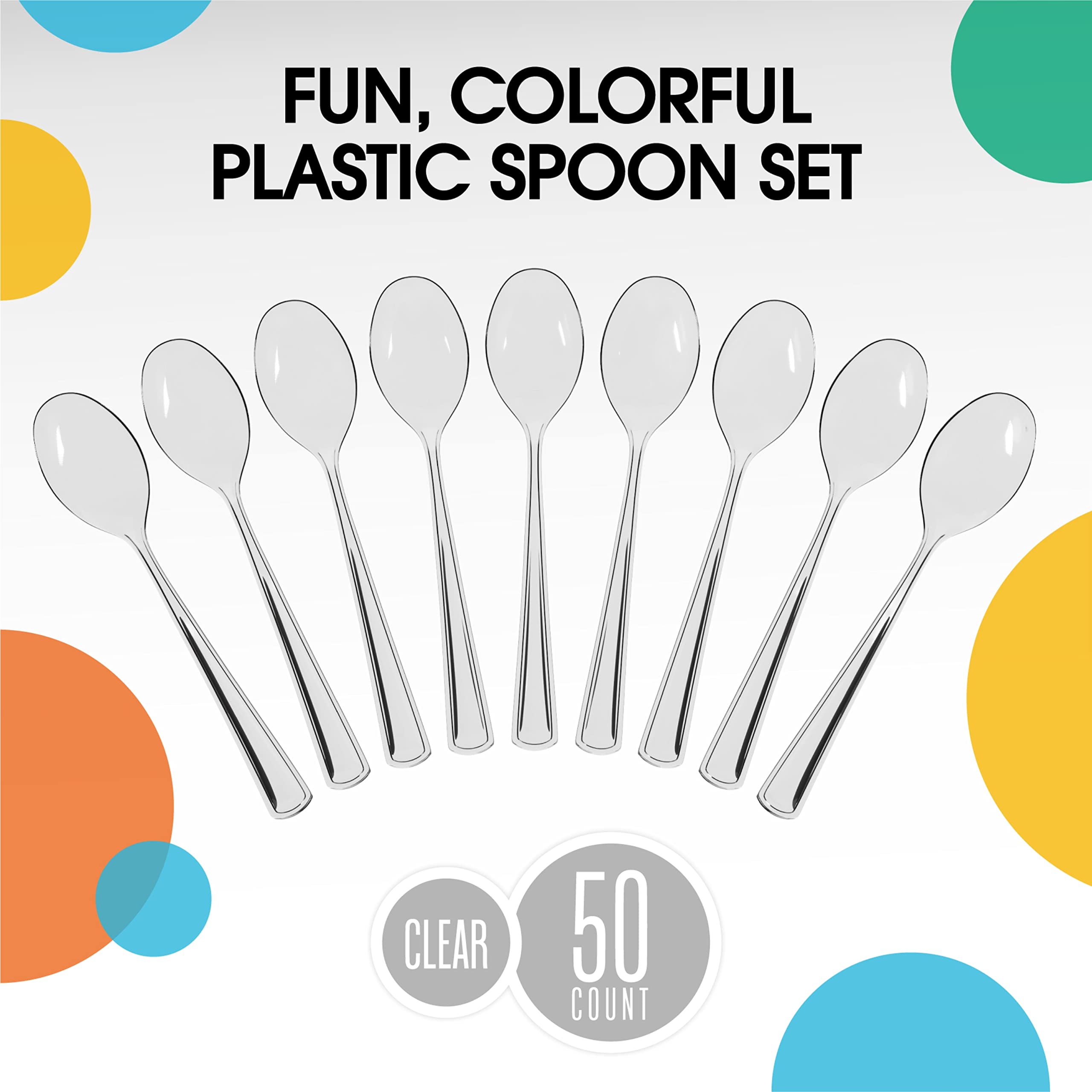 Heavy Duty Clear Plastic Spoons | 50 Count