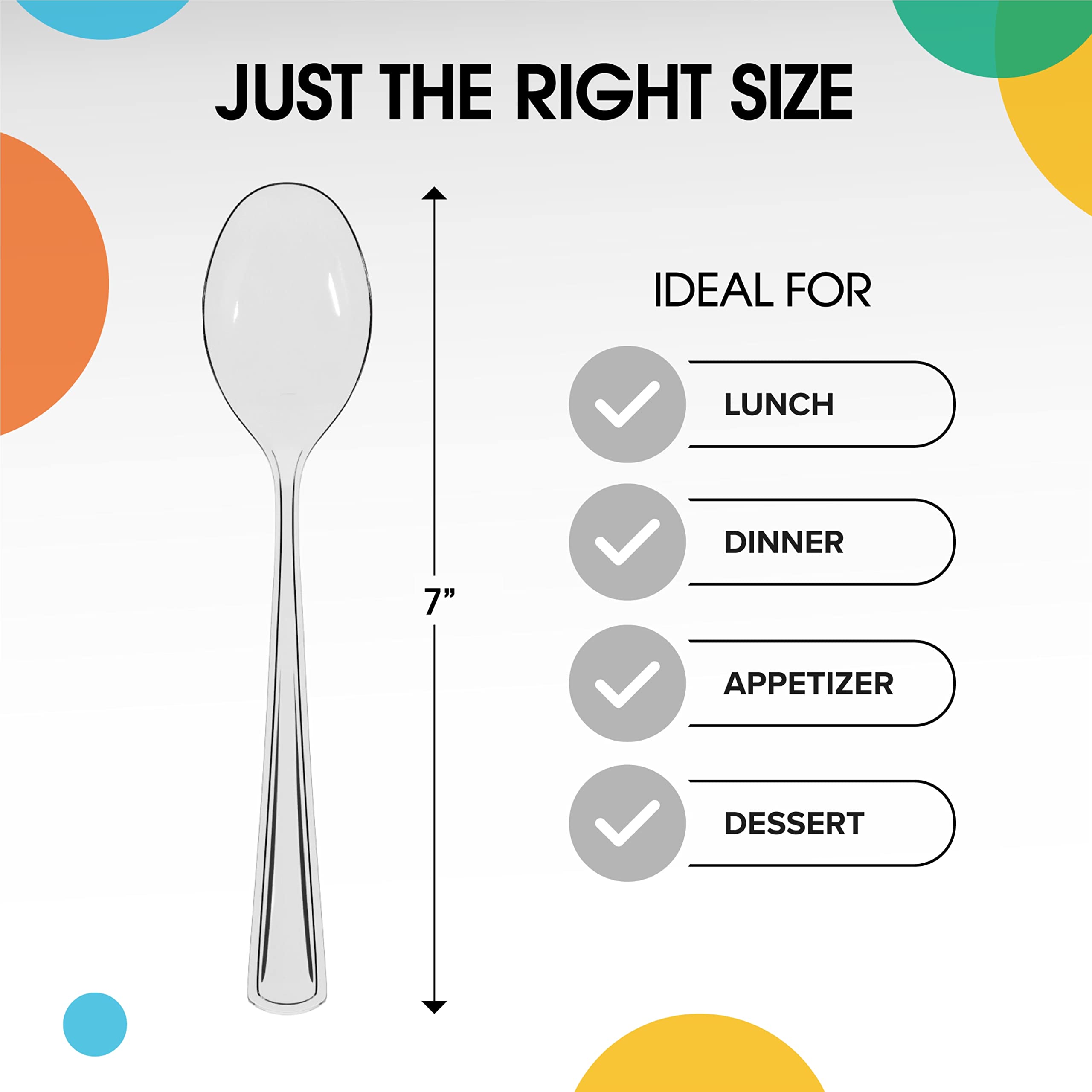 Unleashed - Heavy Duty Clear Plastic Spoons | 50 Count