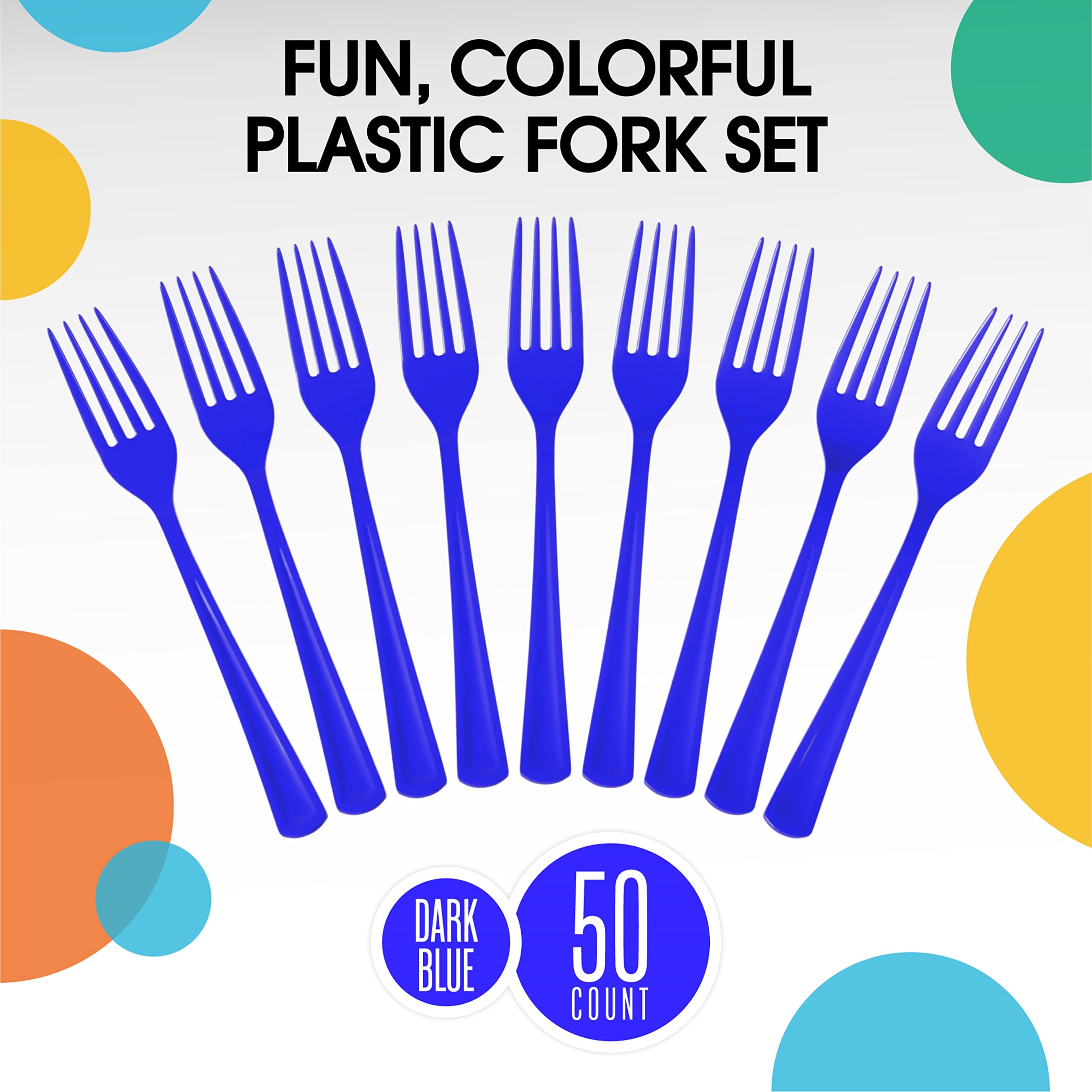 Heavy Duty Dark Blue Plastic Forks | 50 Count