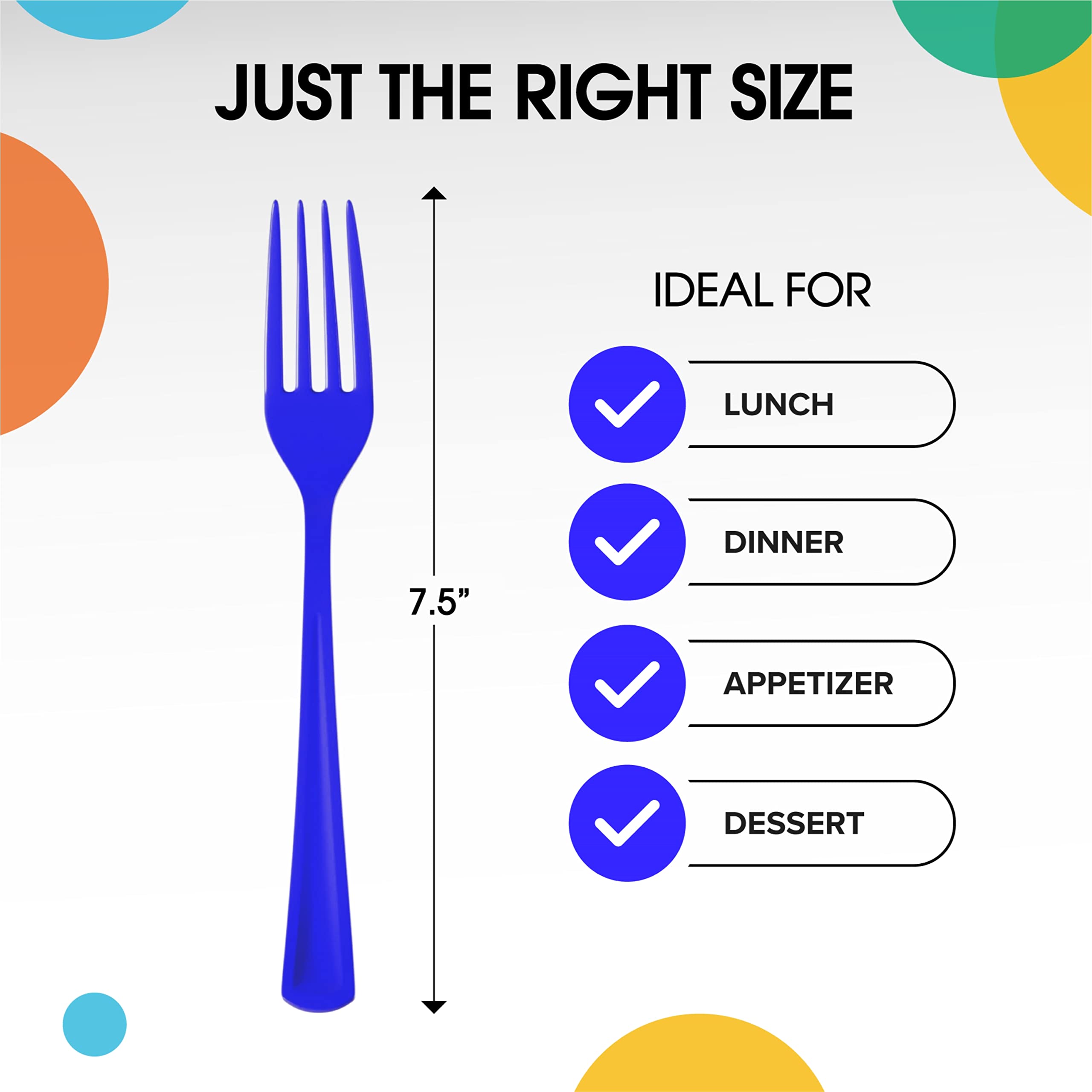 Dark Blue Plastic Forks | 25 Count