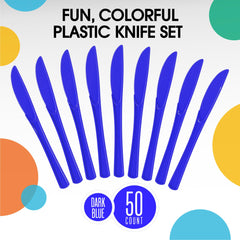 Heavy Duty Dark Blue Plastic Knives | 100 Count