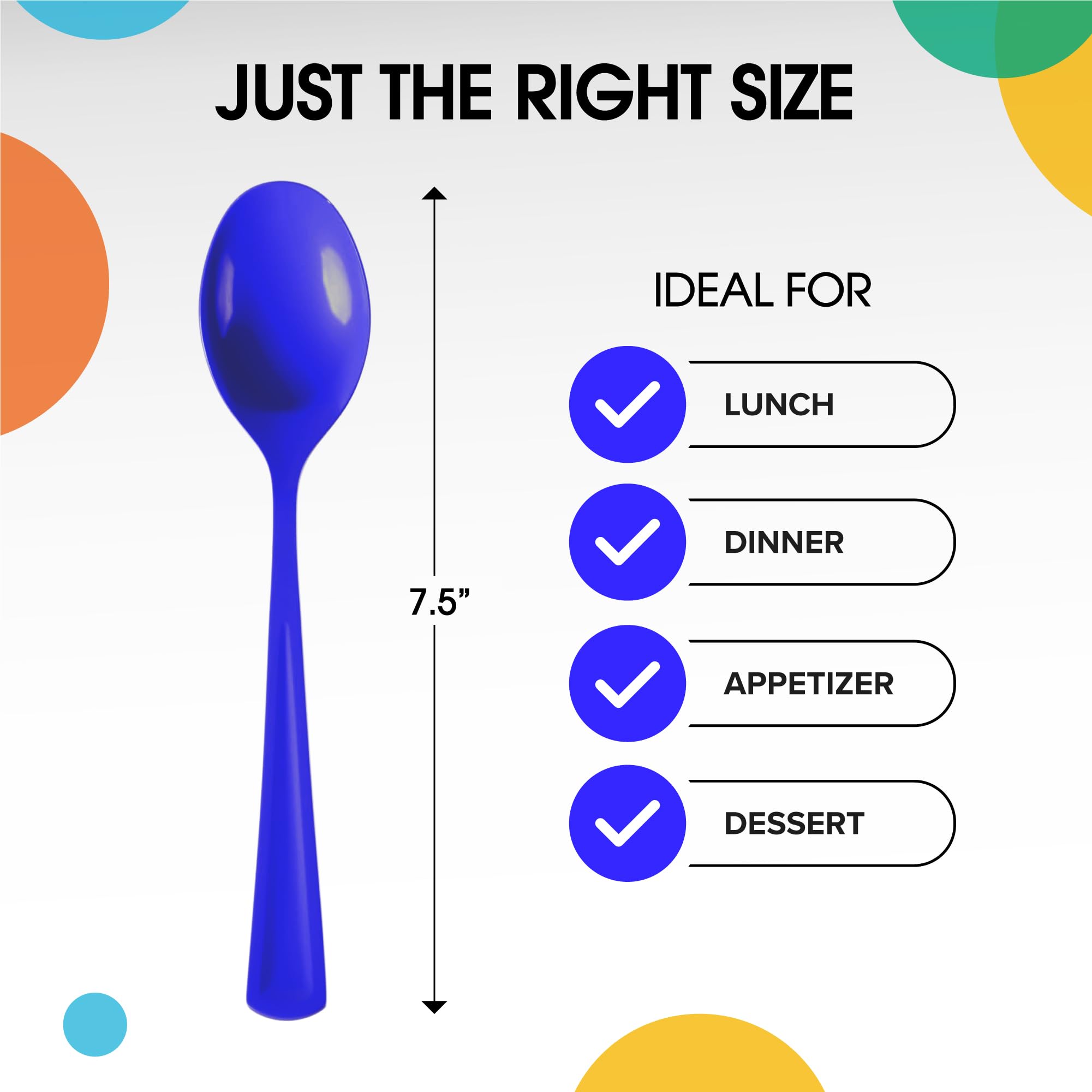 Dark Blue Plastic Spoons | 25 Count