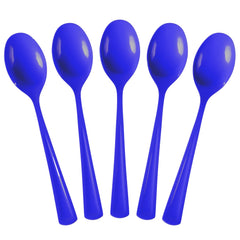 Dark Blue Plastic Spoons | 25 Count