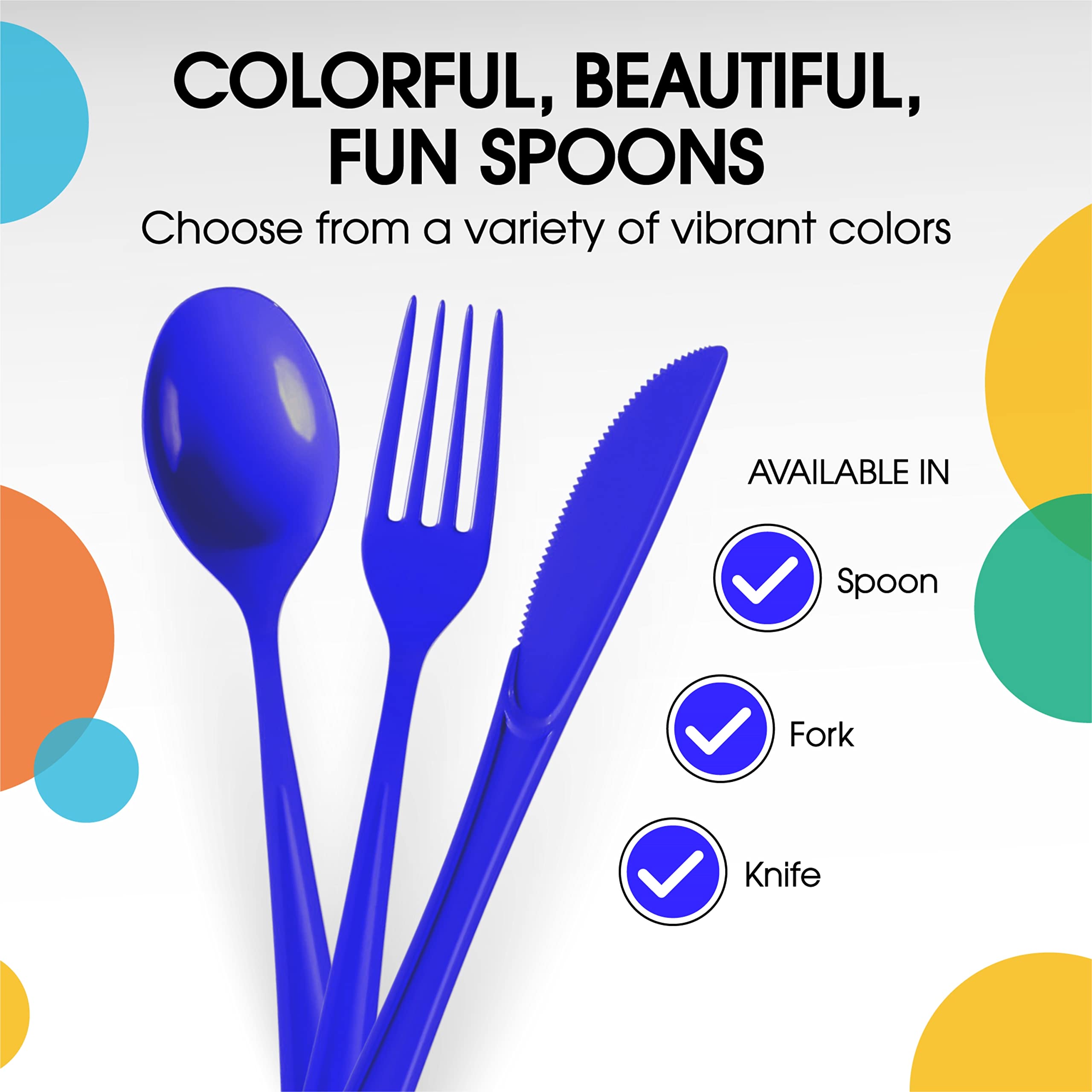 Heavy Duty Dark Blue Plastic Spoons | 50 Count