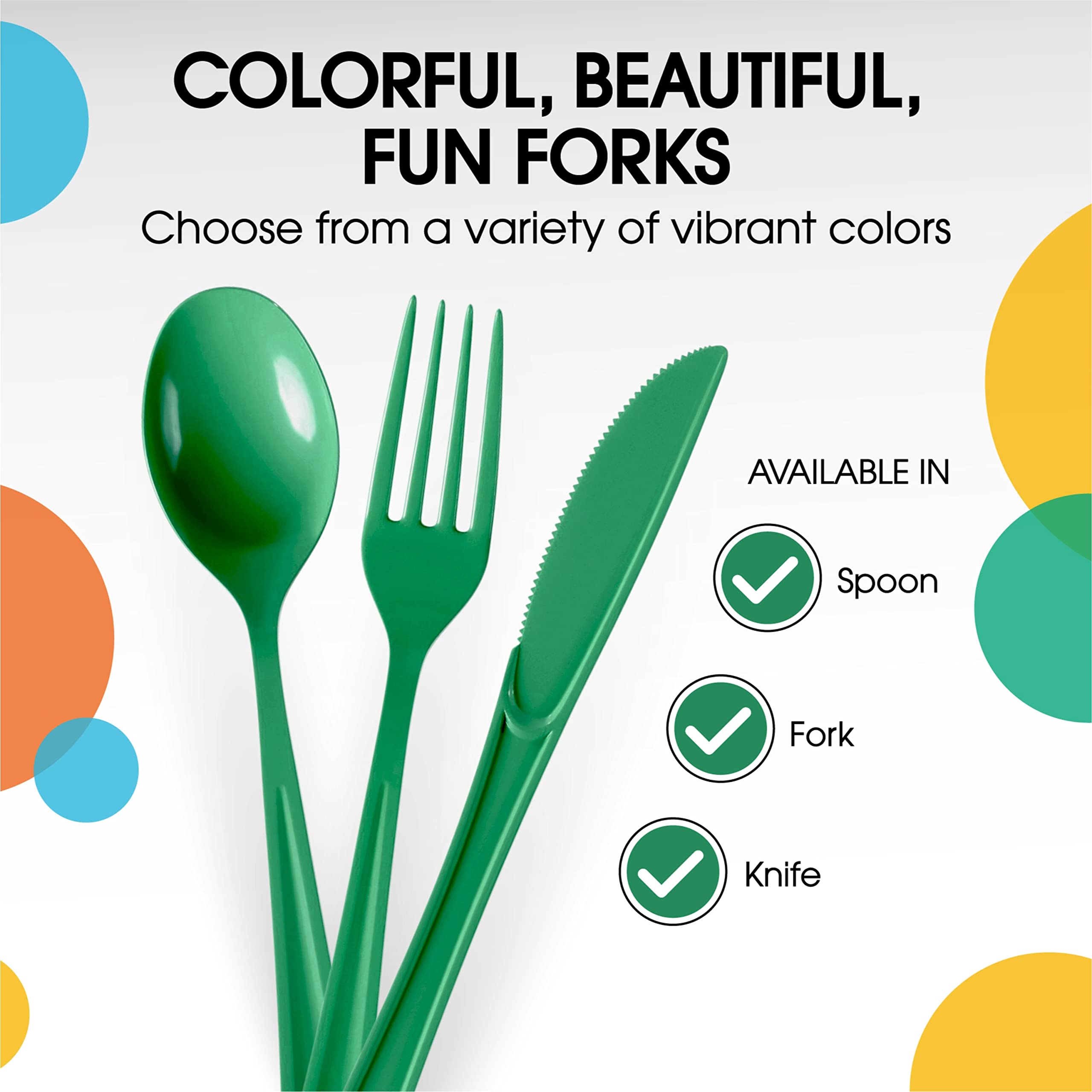 Heavy Duty Emerald Green Plastic Forks | 50 Count