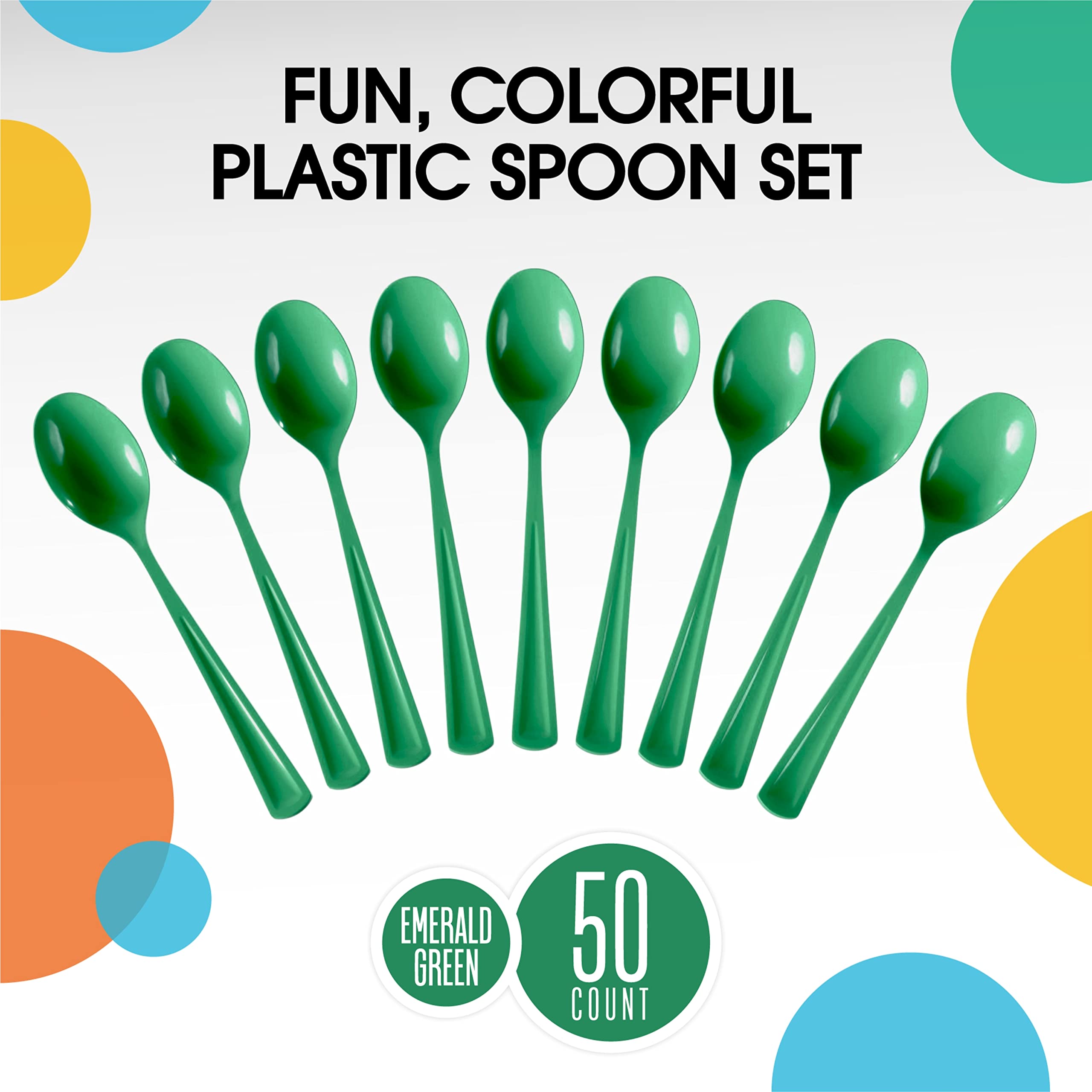 Heavy Duty Emerald Green Plastic Spoons | 50 Count