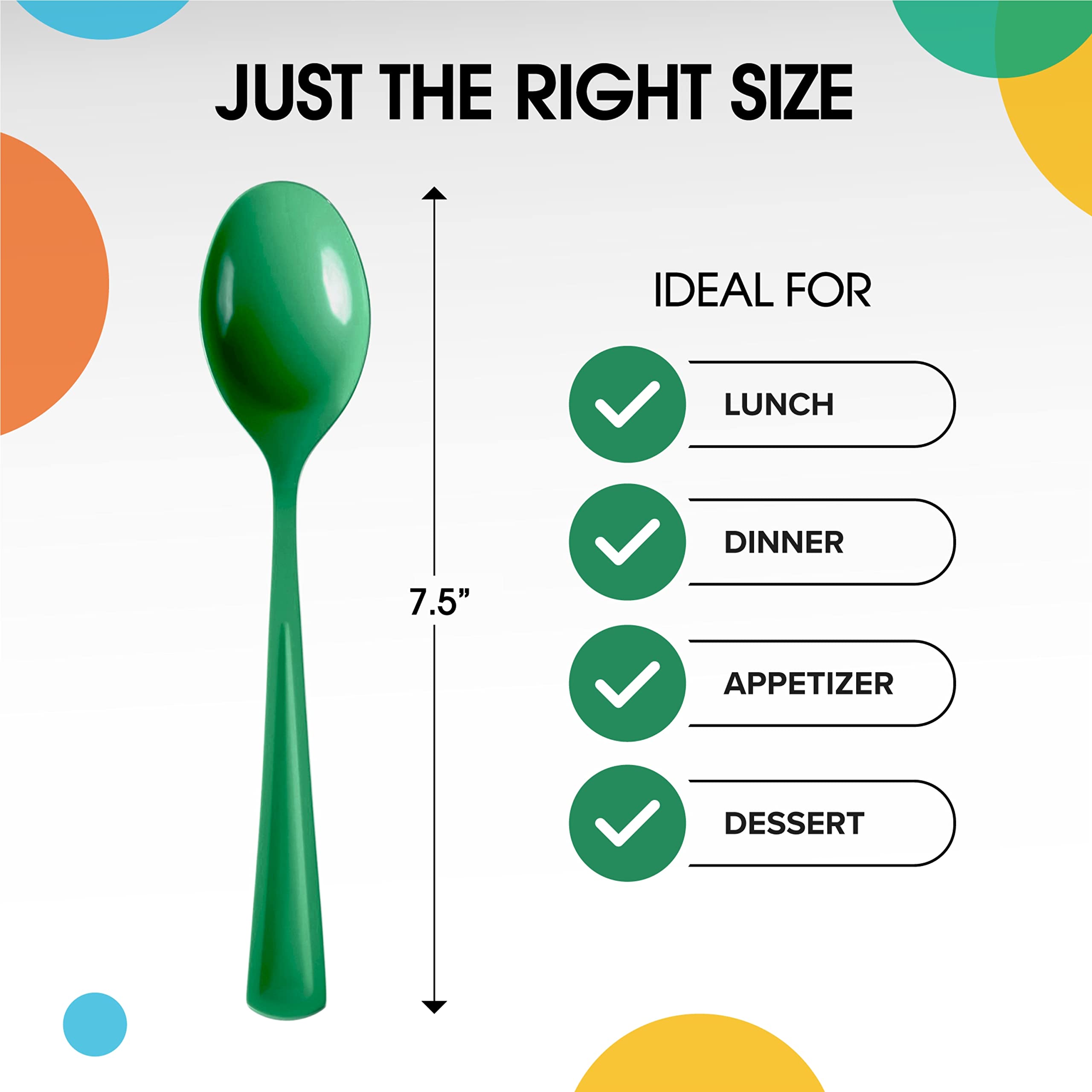 Heavy Duty Emerald Green Plastic Spoons | 100 Count