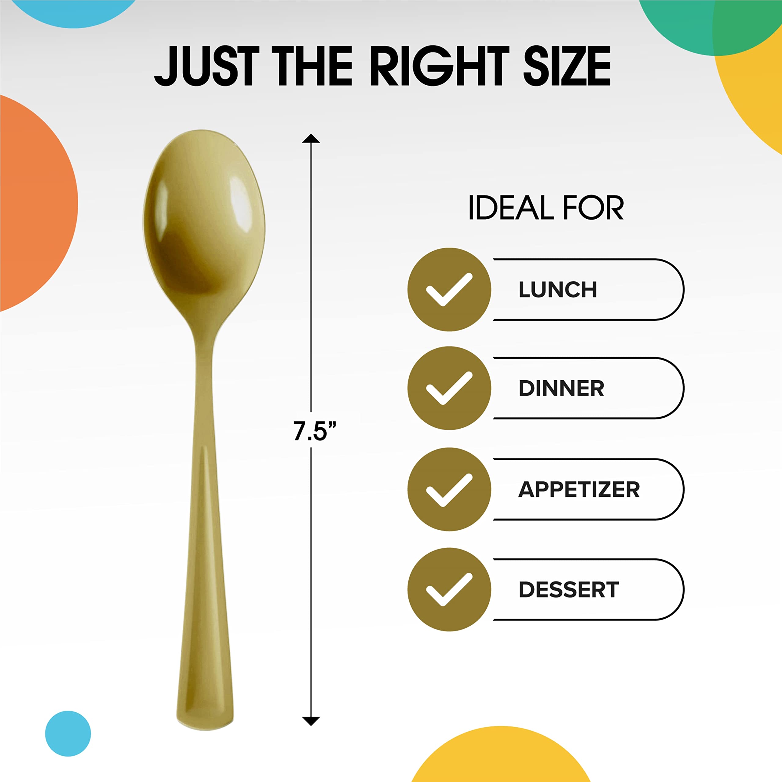 Heavy Duty Gold Plastic Spoons | 50 Count