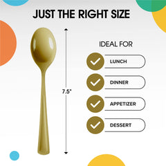 Heavy Duty Gold Plastic Spoons | 50 Count