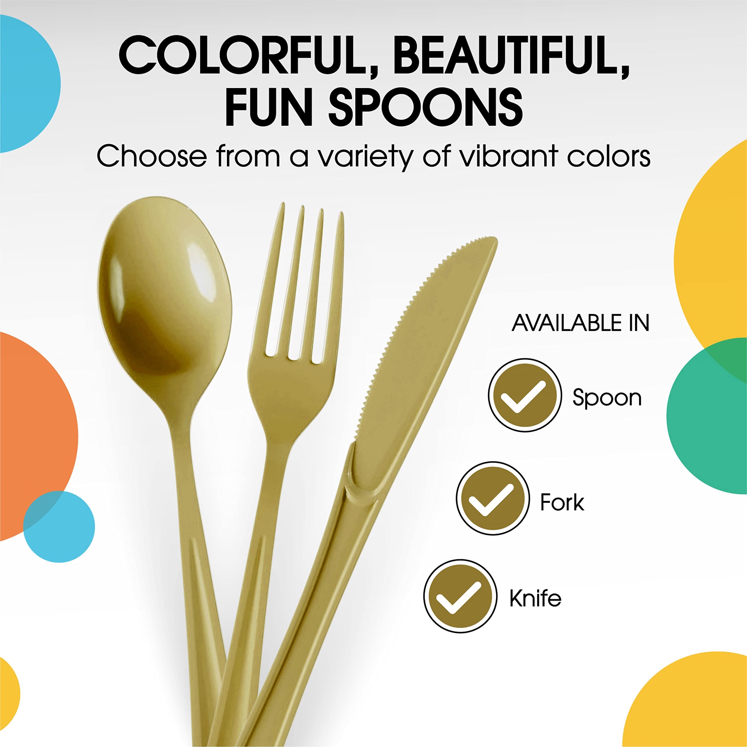 Heavy Duty Gold Plastic Spoons | Case of 1200