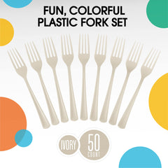 Heavy Duty Ivory Plastic Forks | 50 Count