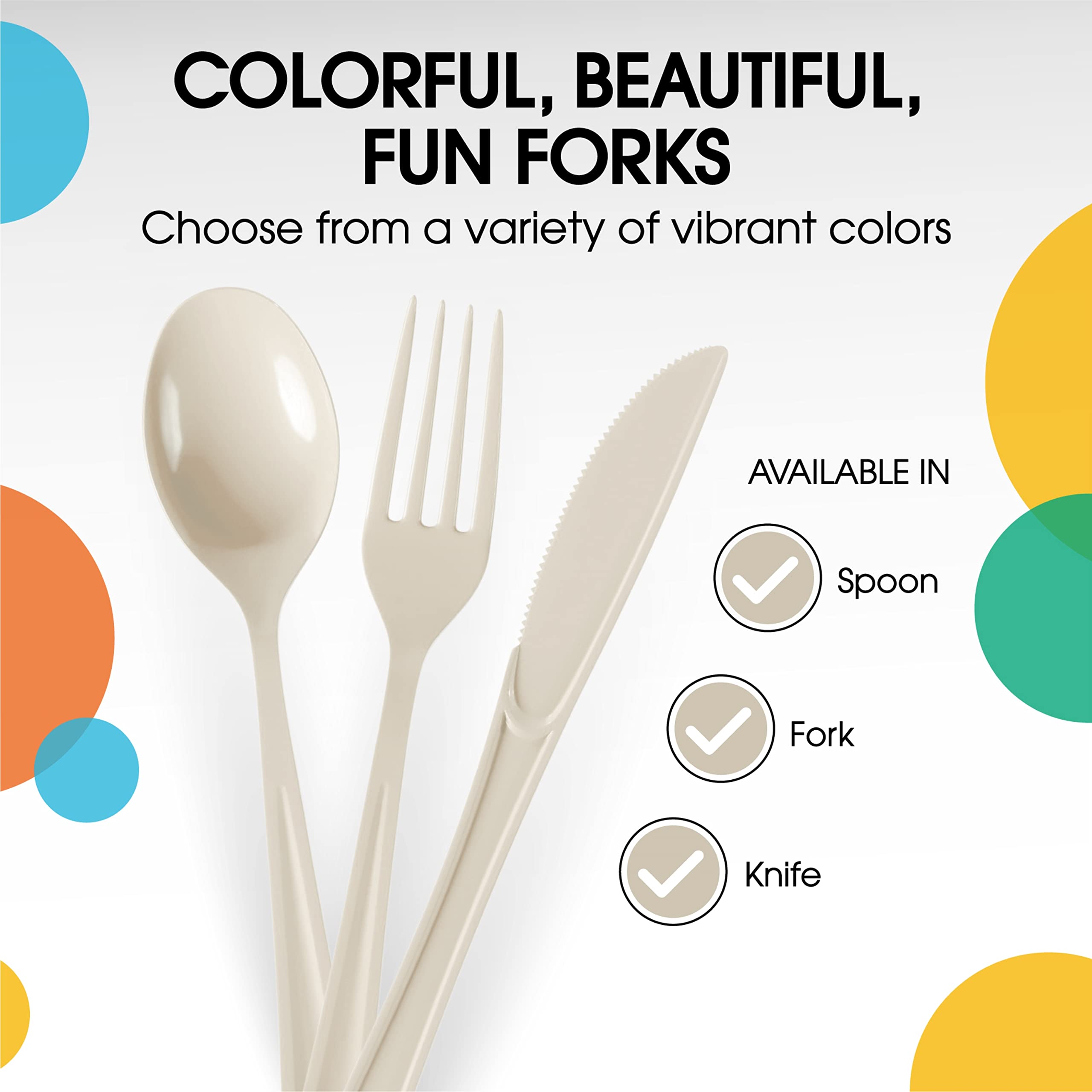 Heavy Duty Ivory Plastic Forks | Case of 1200