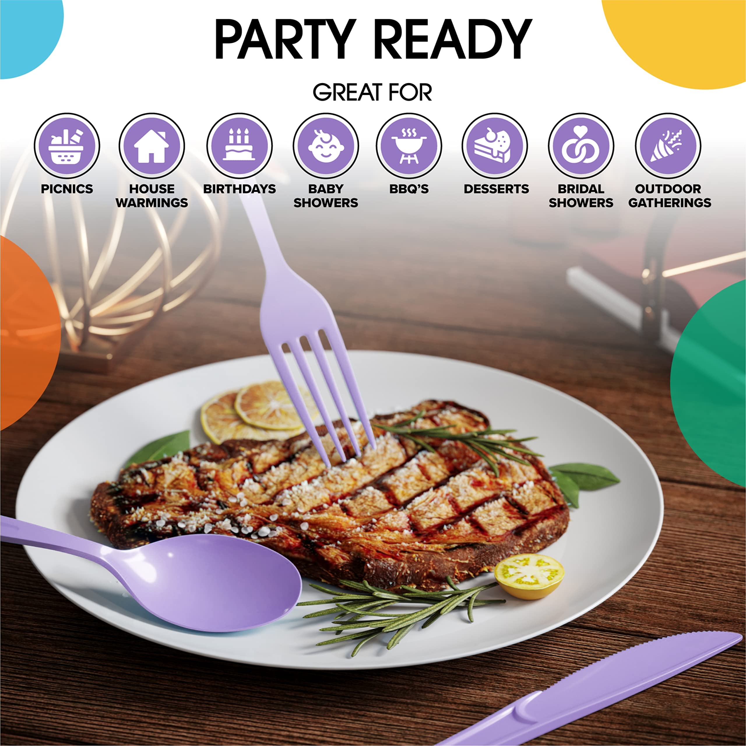 Heavy Duty Lavender Plastic Forks | Case of 1200