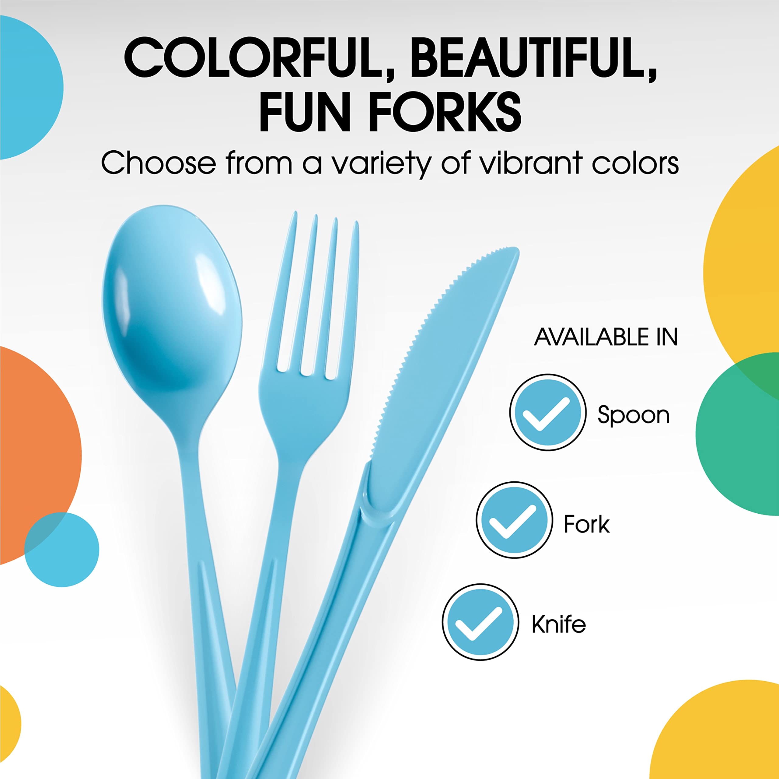 Heavy Duty Light Blue Plastic Forks | 50 Count