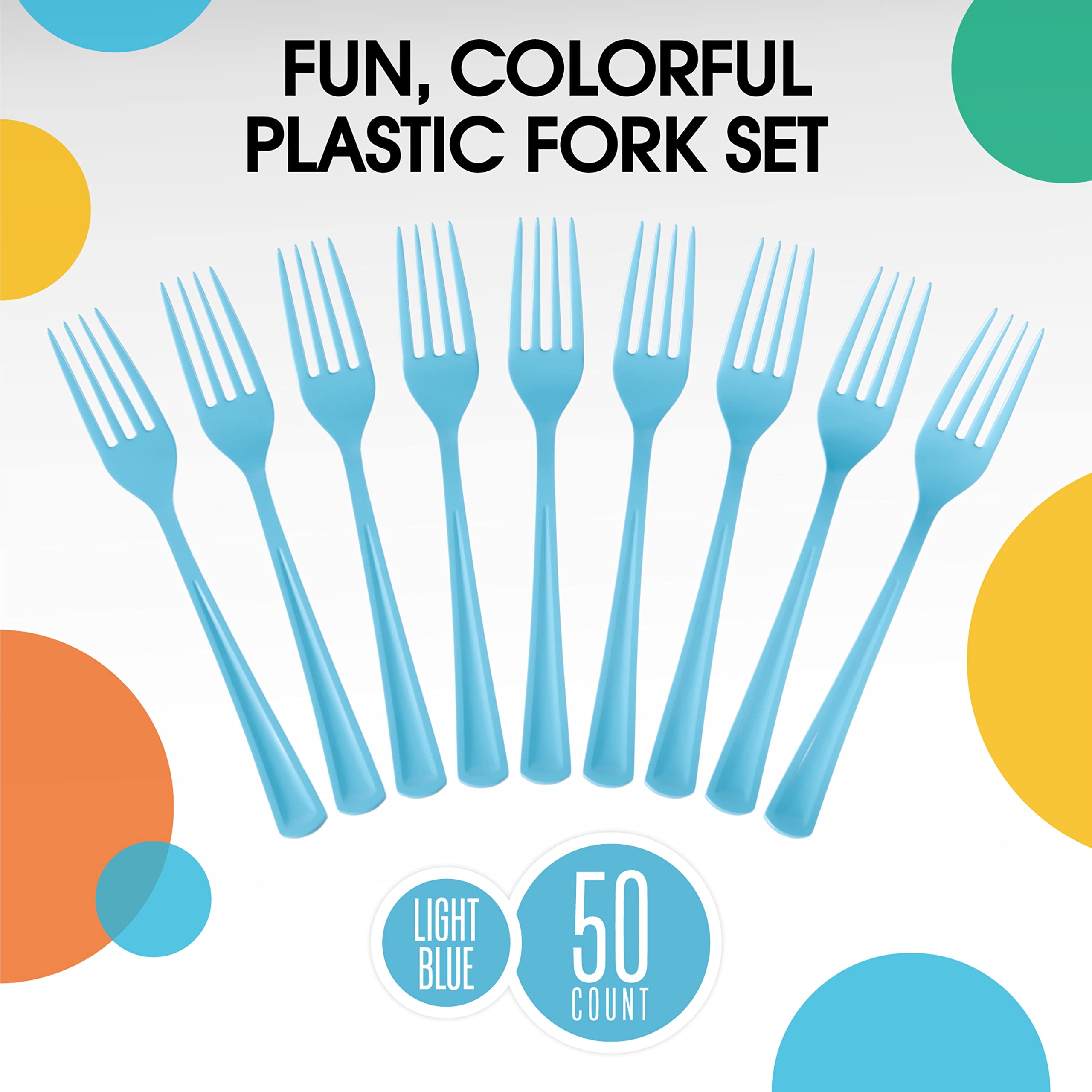 Heavy Duty Light Blue Plastic Forks | 50 Count