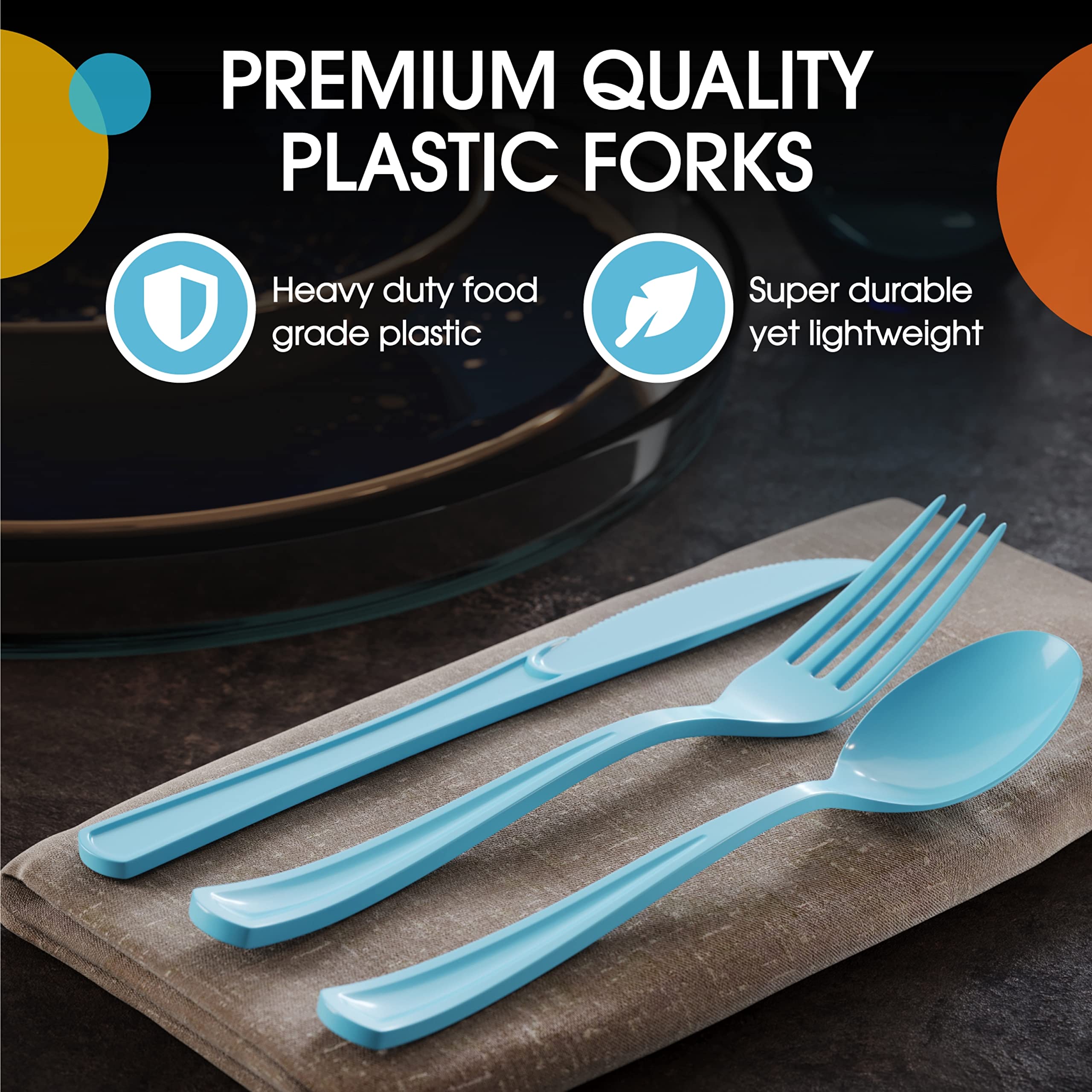 Light Blue Cutlery Combo Set | 600 Forks 600 Spoons And 600 Knives