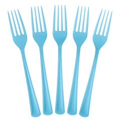 Heavy Duty Light Blue Plastic Forks | 100 Count