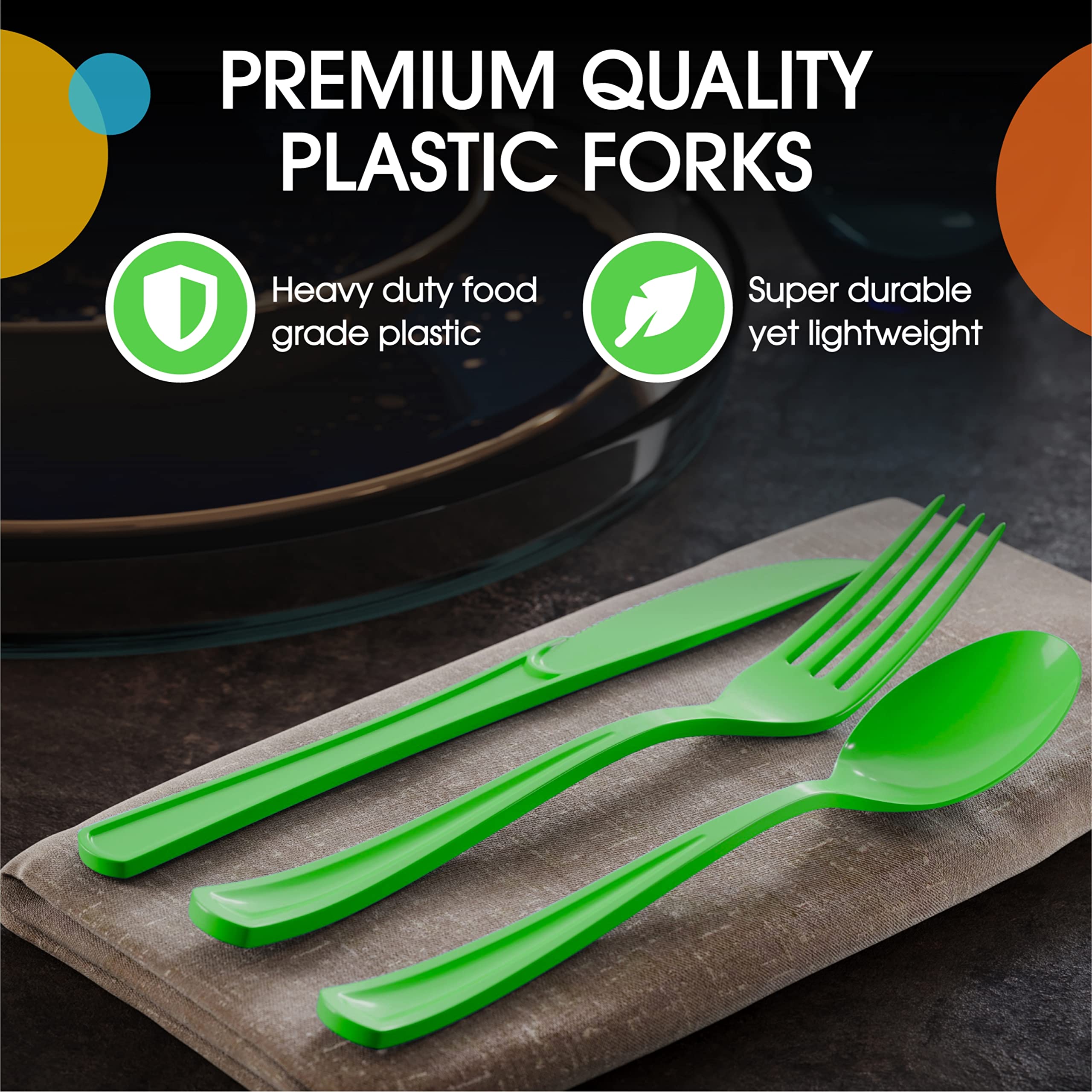 Heavy Duty Lime Green Plastic Forks | 50 Count