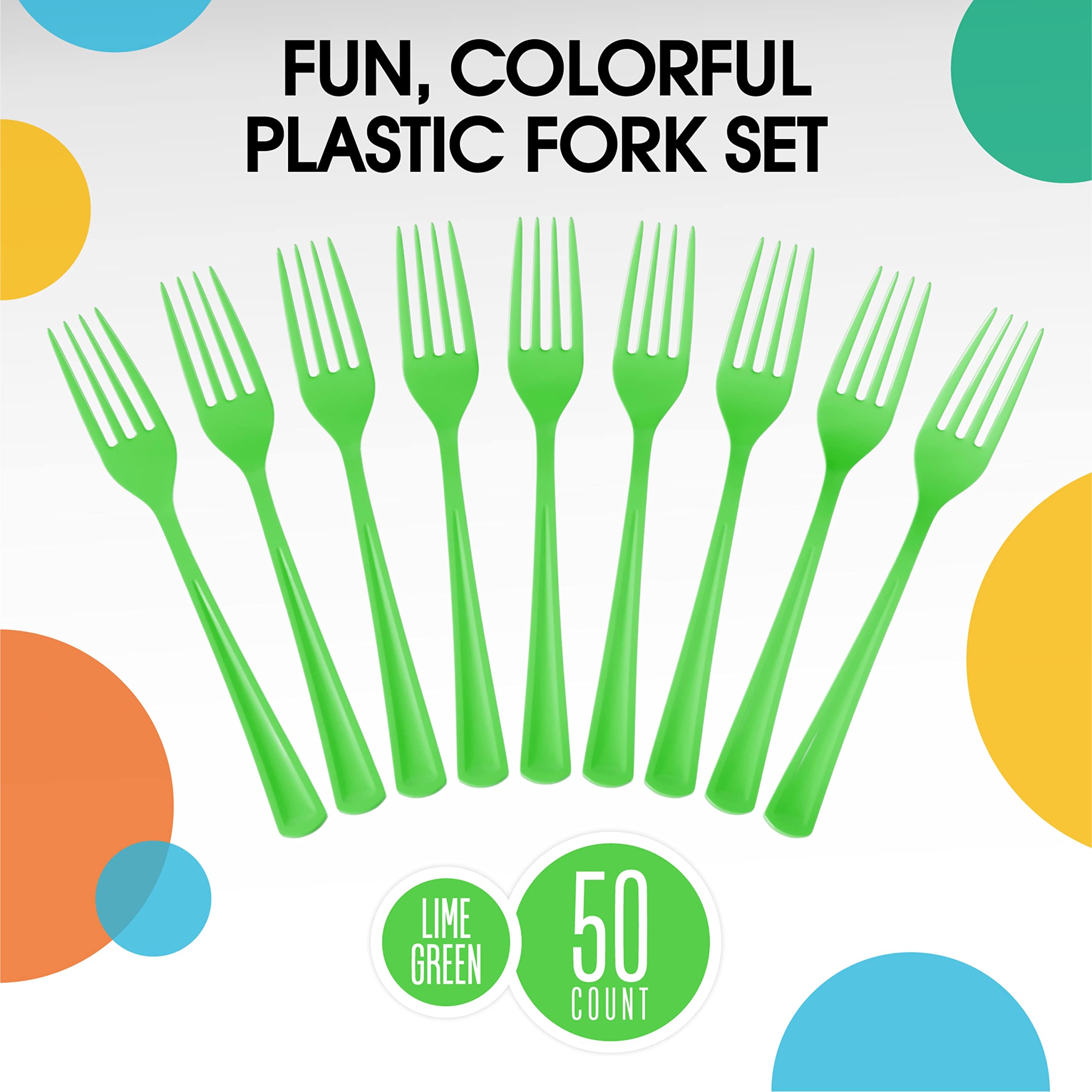 Unleashed - Heavy Duty Lime Green Plastic Forks | 50 Count