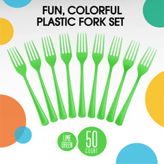 Unleashed - Heavy Duty Lime Green Plastic Forks | 50 Count