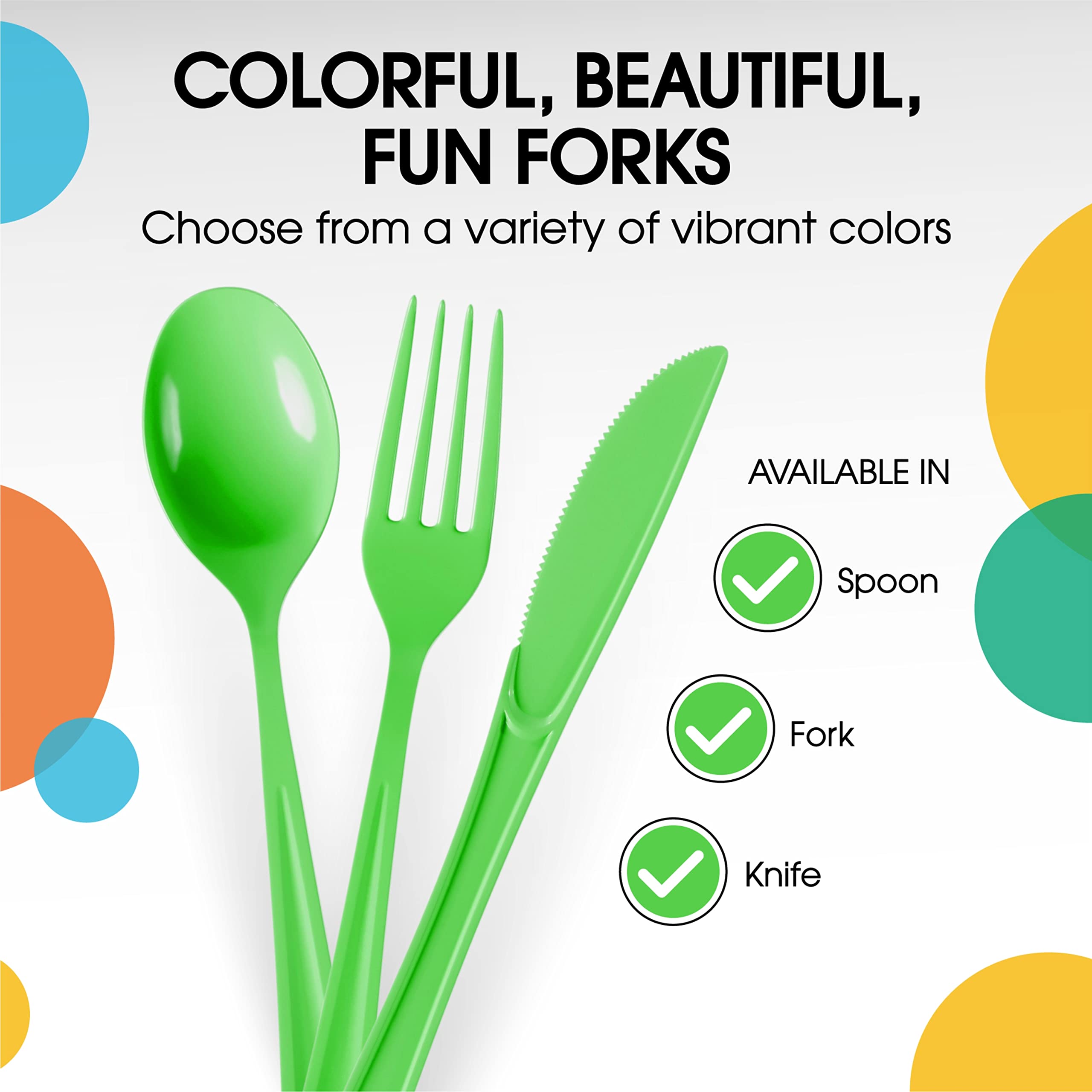 Heavy Duty Lime Green Plastic Forks | 100 Count