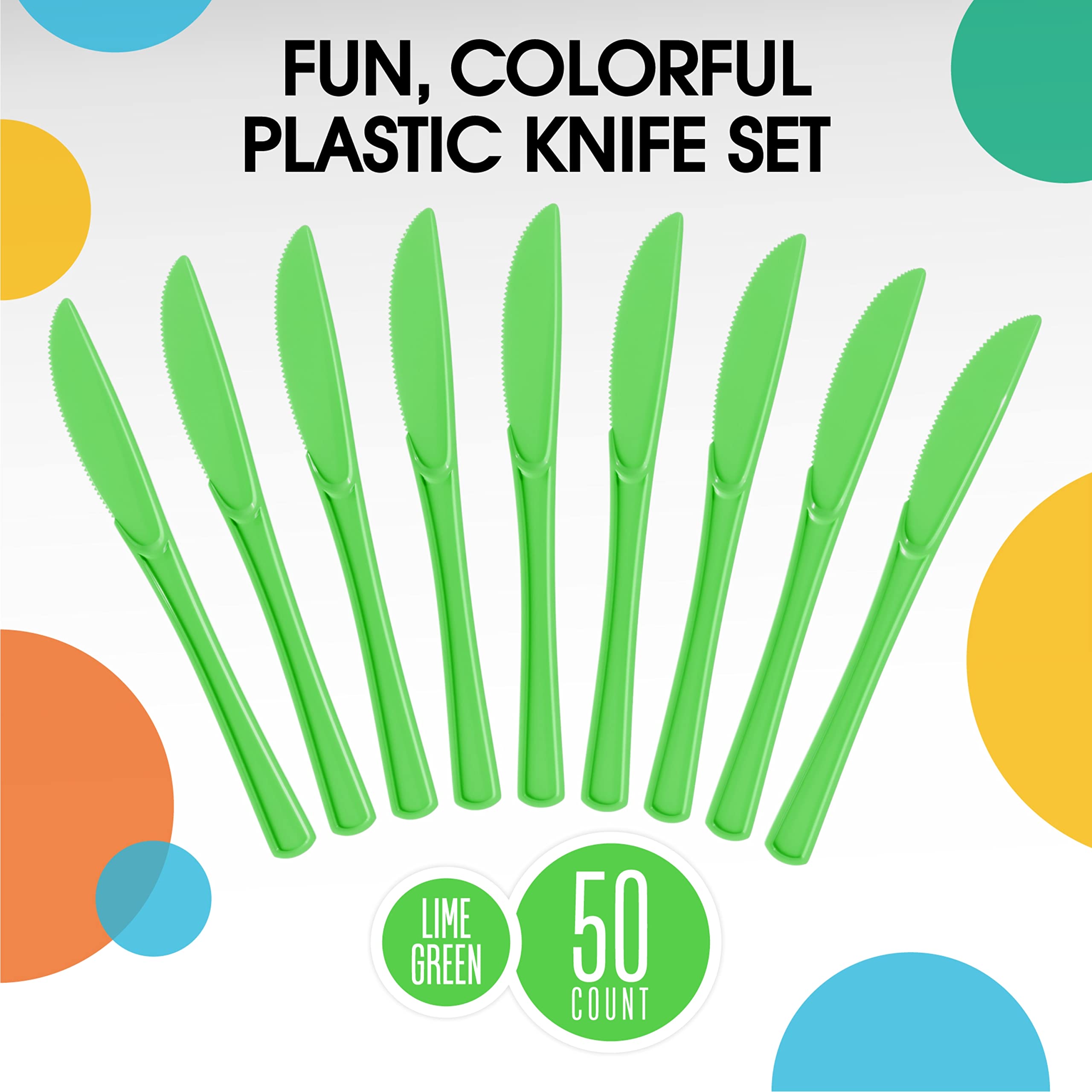 Heavy Duty Lime Green Plastic Knives | 50 Count