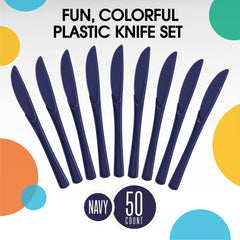 Heavy Duty Navy Plastic Knives | 100 Count