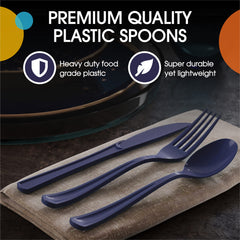 Heavy Duty Navy Plastic Spoons | Case of 1200