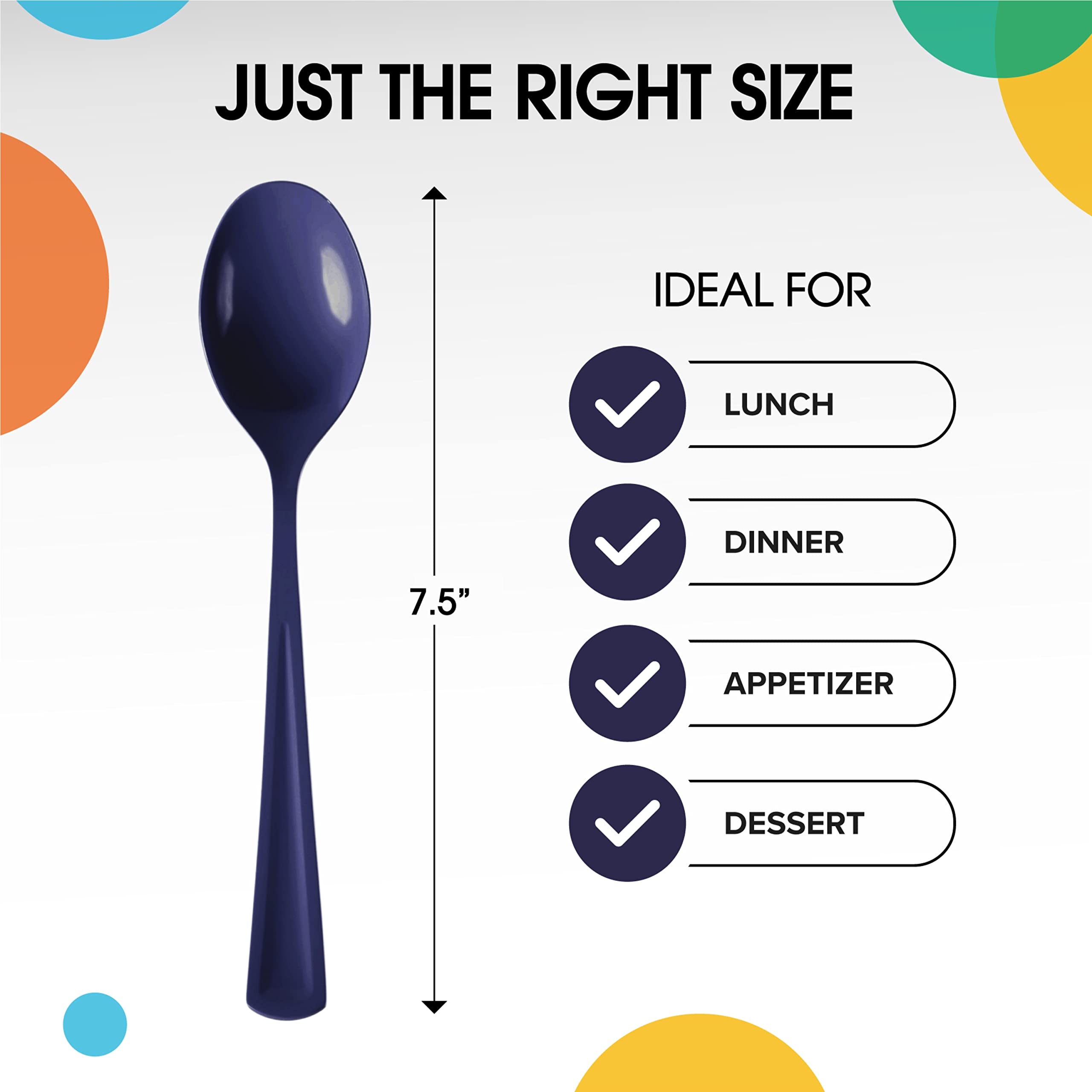 Heavy Duty Navy Plastic Spoons | Case of 1200