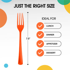 Unleashed - Heavy Duty Orange Plastic Forks | 50 Count