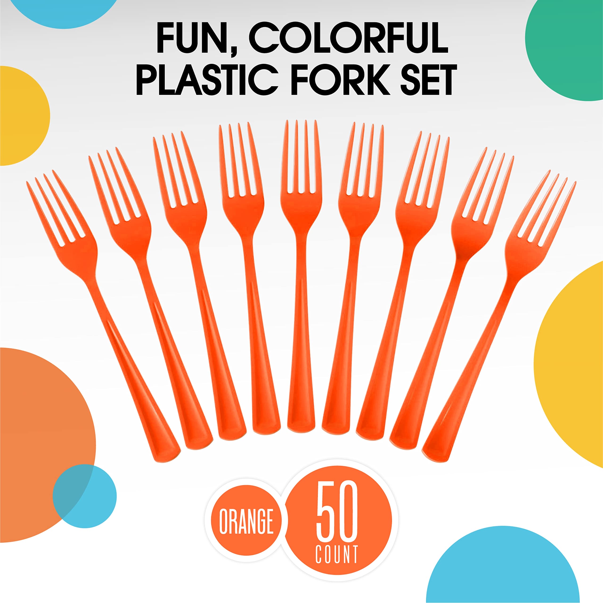 Little Gym - Heavy Duty Orange Plastic Forks | 50 Count