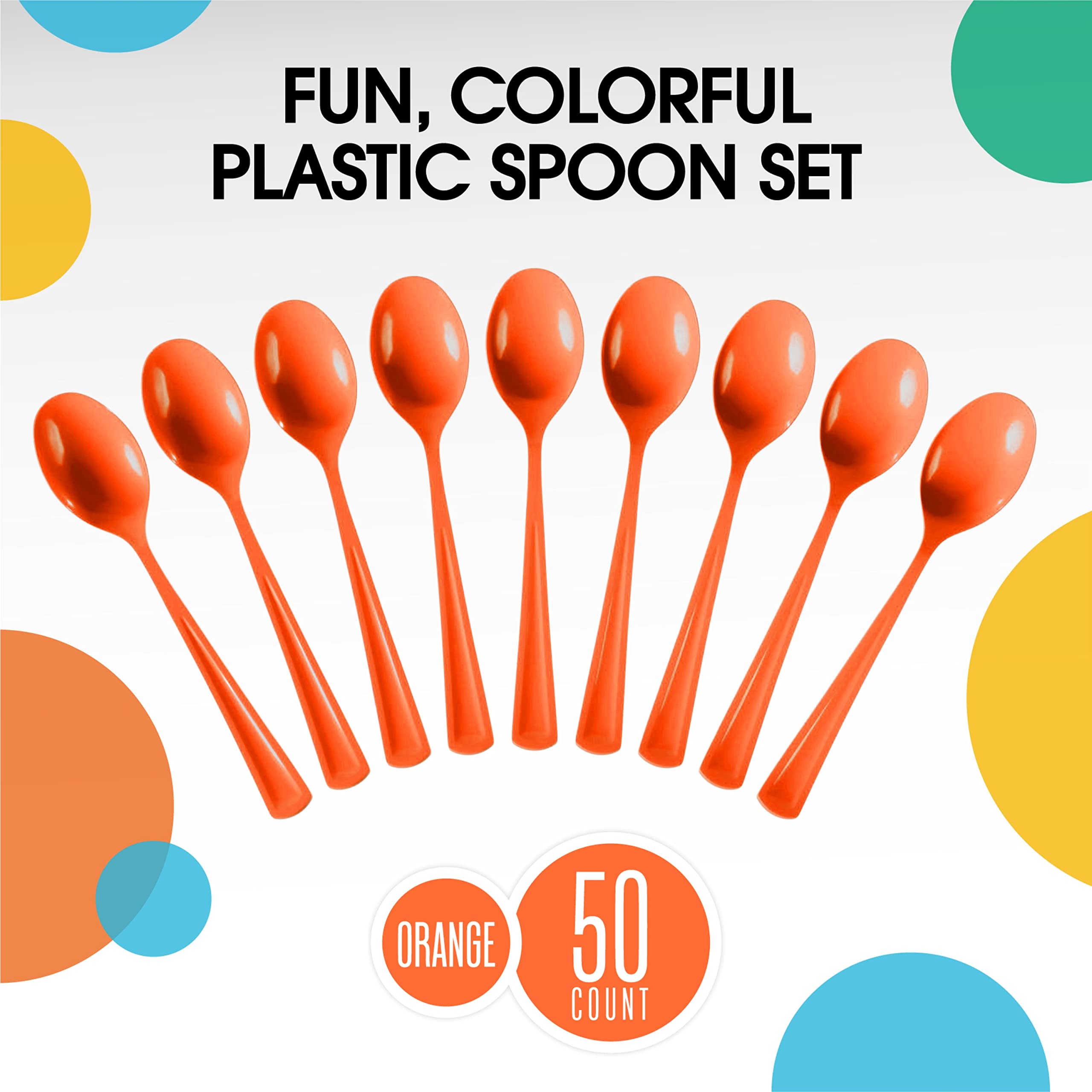 Heavy Duty Orange Plastic Spoons | 50 Count