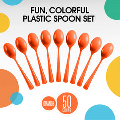 Heavy Duty Orange Plastic Spoons | 50 Count