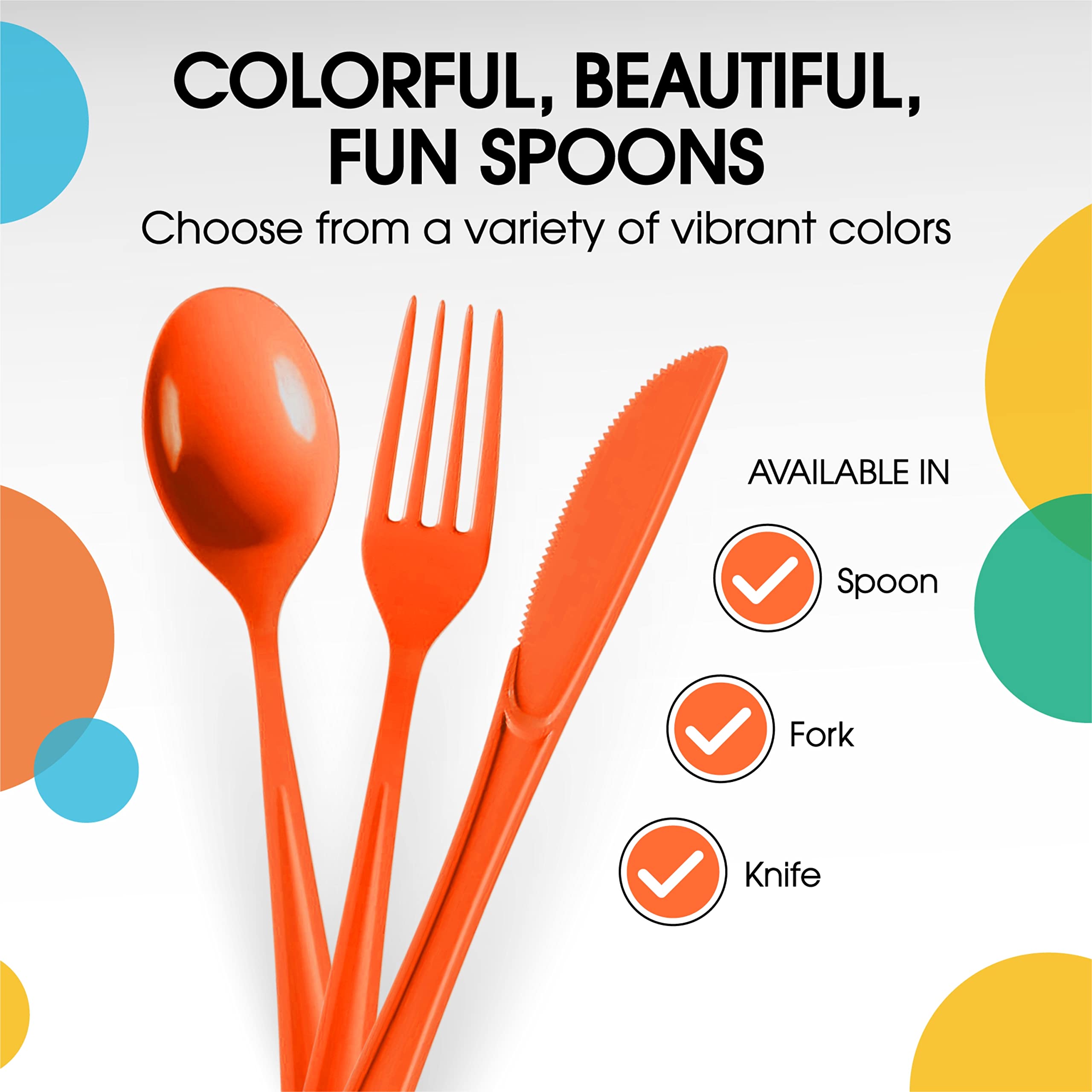 Heavy Duty Orange Plastic Spoons | 50 Count