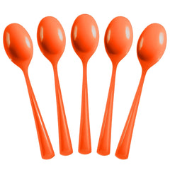 Heavy Duty Orange Plastic Spoons | 100 Count