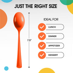 Heavy Duty Orange Plastic Spoons | 50 Count