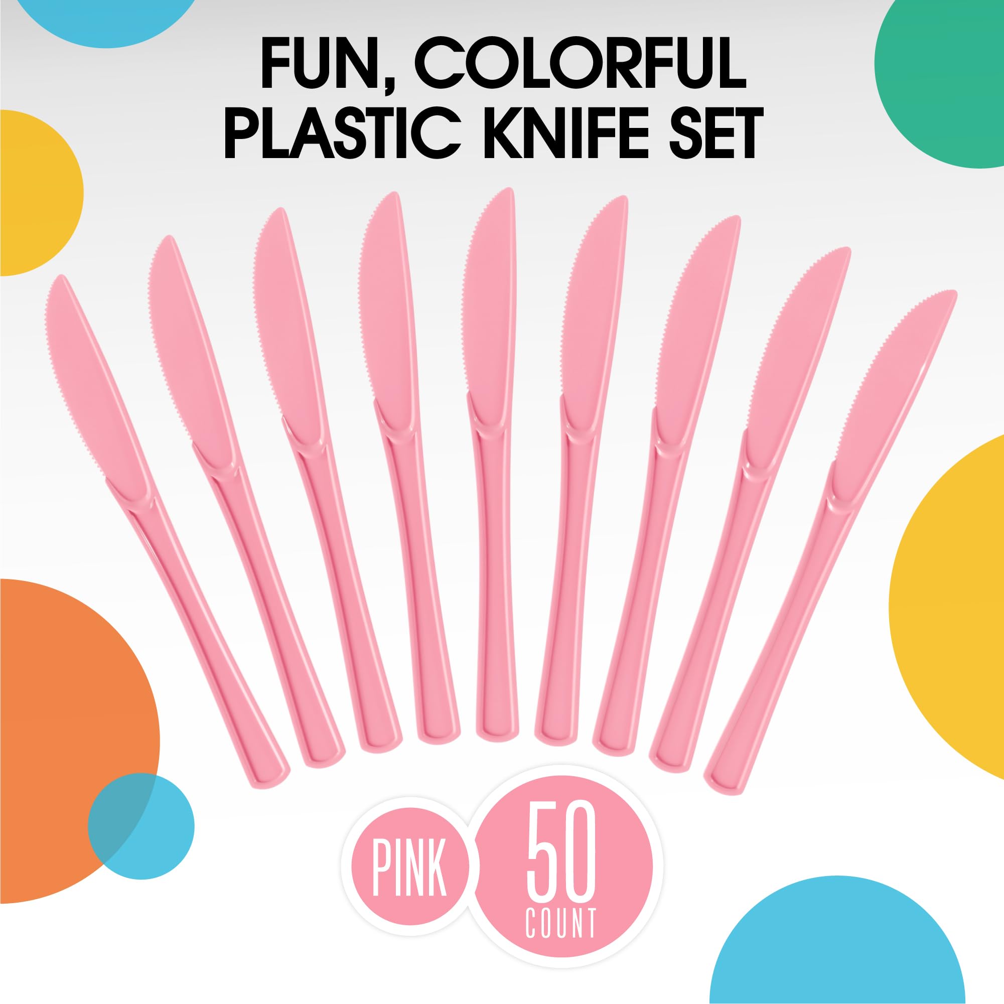 Heavy Duty Pink Plastic Knives | 50 Count