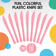 Heavy Duty Pink Plastic Knives | 100 Count