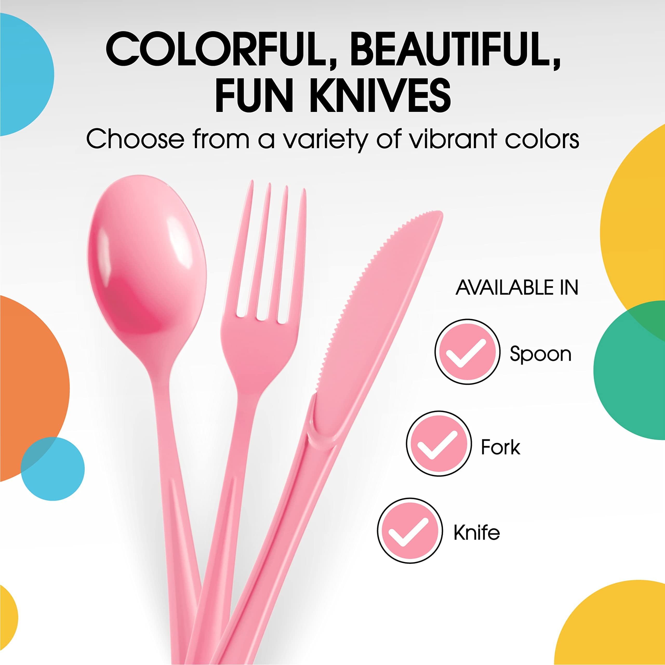 Heavy Duty Pink Plastic Knives | 50 Count