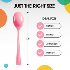 Pink Plastic Spoons | 25 Count