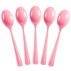 Heavy Duty Pink Plastic Spoons | 50 Count