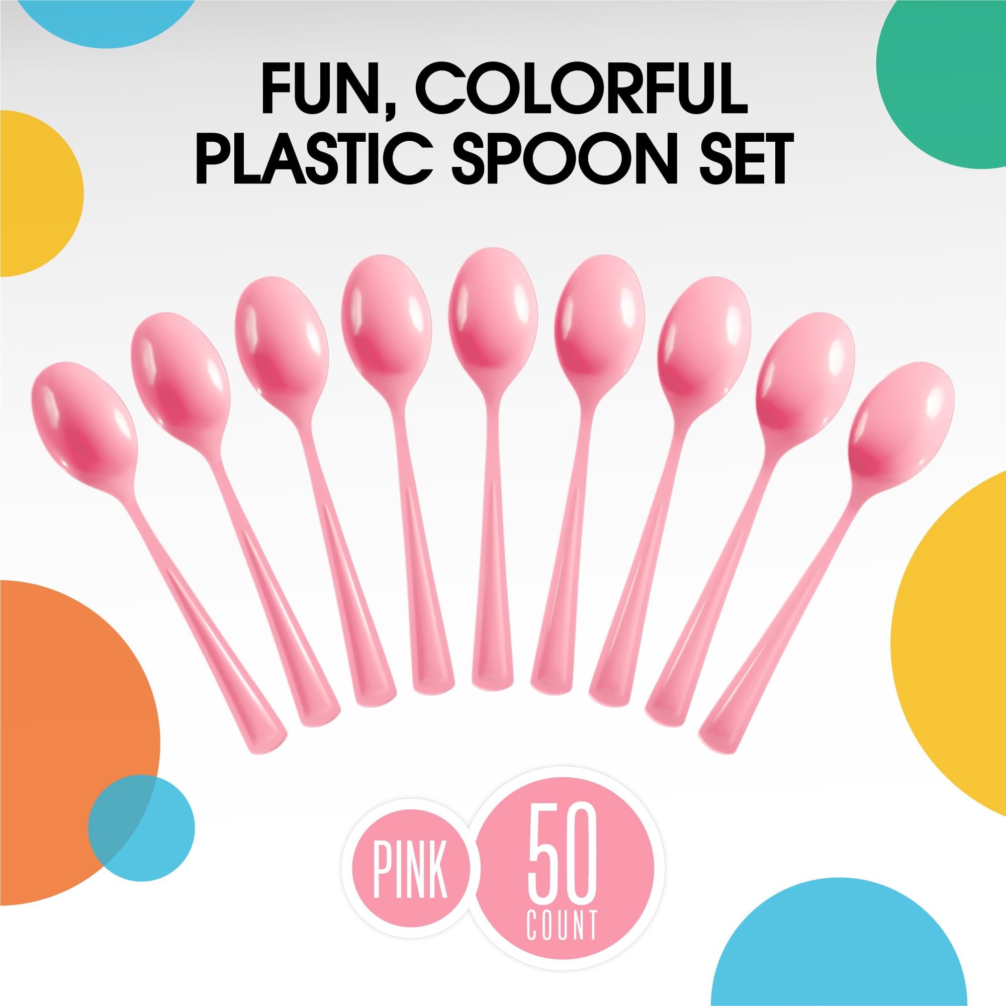 Heavy Duty Pink Plastic Spoons | 50 Count