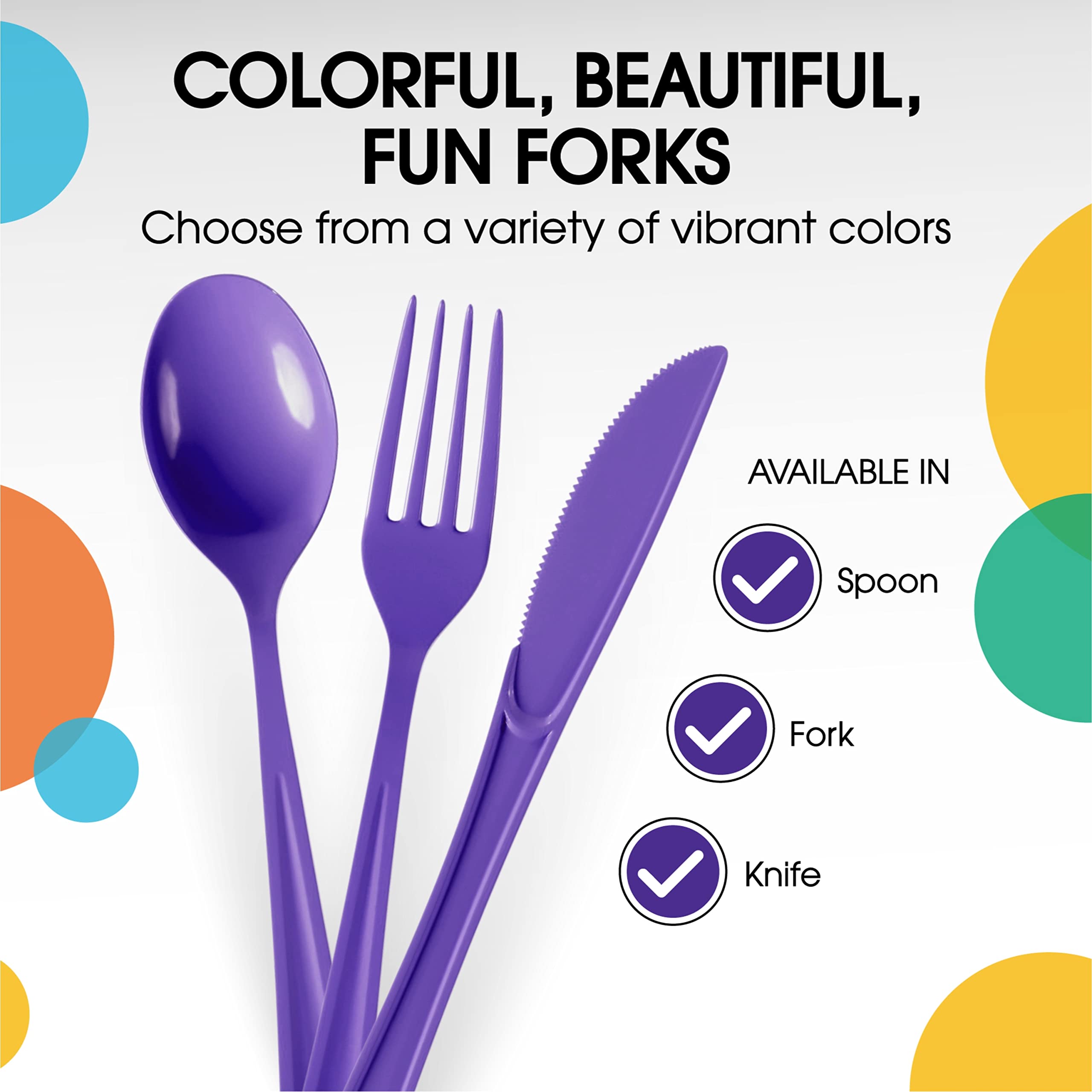 Little Gym - Heavy Duty Purple Plastic Forks | 50 Count