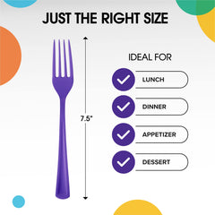 Little Gym - Heavy Duty Purple Plastic Forks | 50 Count