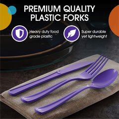 Unleashed - Heavy Duty Purple Plastic Forks | 50 Count