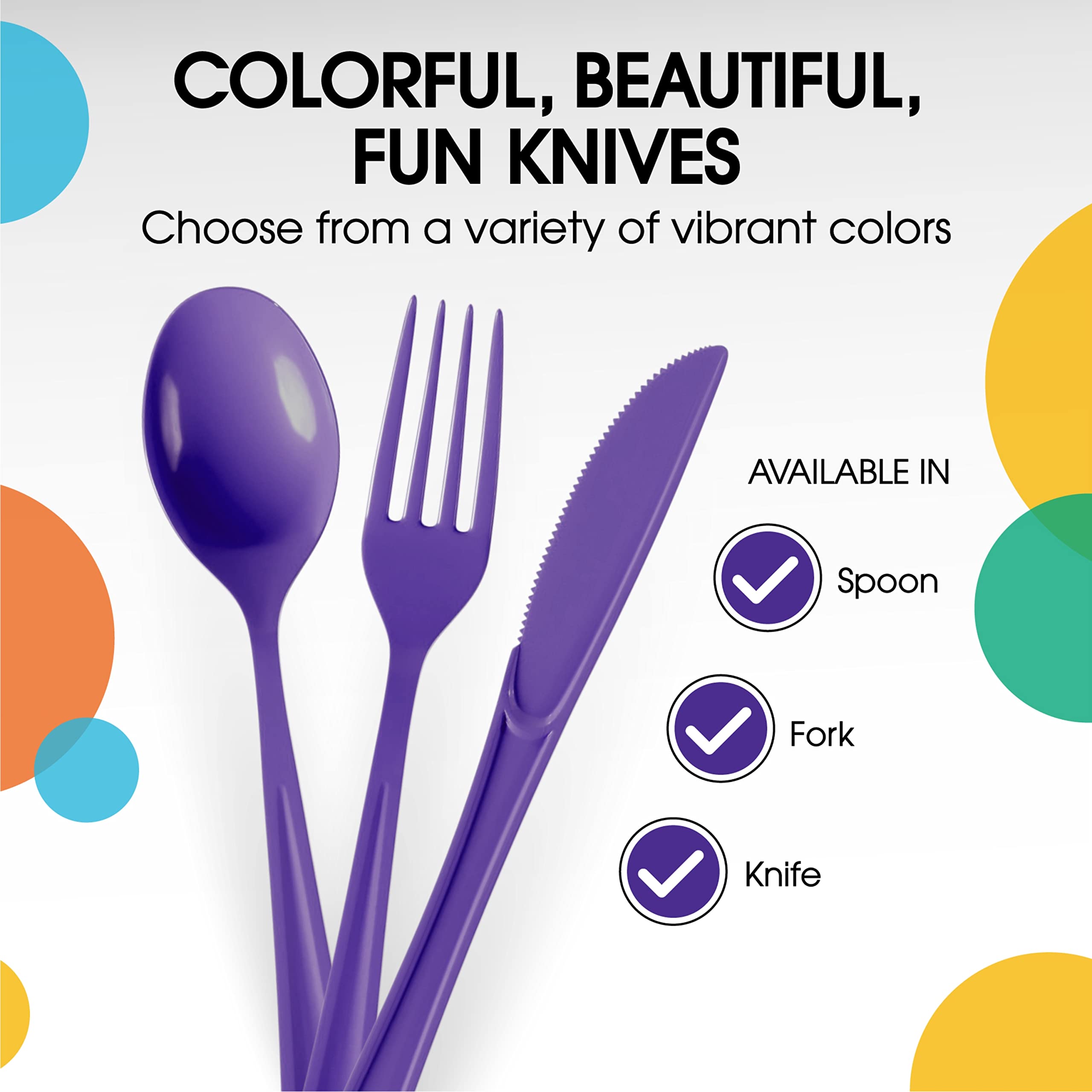 Heavy Duty Purple Plastic Knives | 100 Count