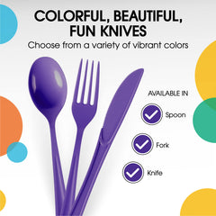 Heavy Duty Purple Plastic Knives | 50 Count